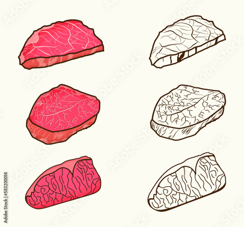 Wagyu Clip Art Illustration Big Collection Minima Simple Wagyu Asian Food Menu Rib Protein Healthy Restaurant Dinner Meat Chop Ham Steak Wagyu Colorful Vector icon Clip Art.