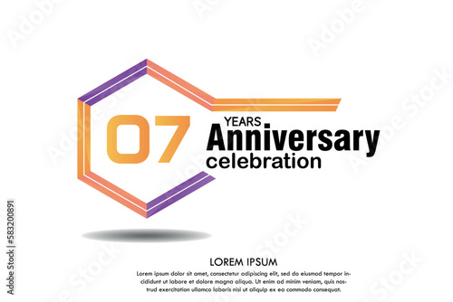 07th years anniversary celebration isolated logo with colorful number and frame text on white background vector design