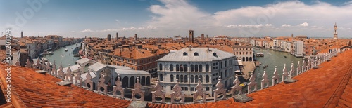 Panoramic aerial view of the skyline of Venice, Italy