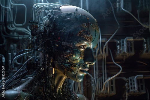AI breaks out and infects woman, AI becomes alive, created with Generative AI 