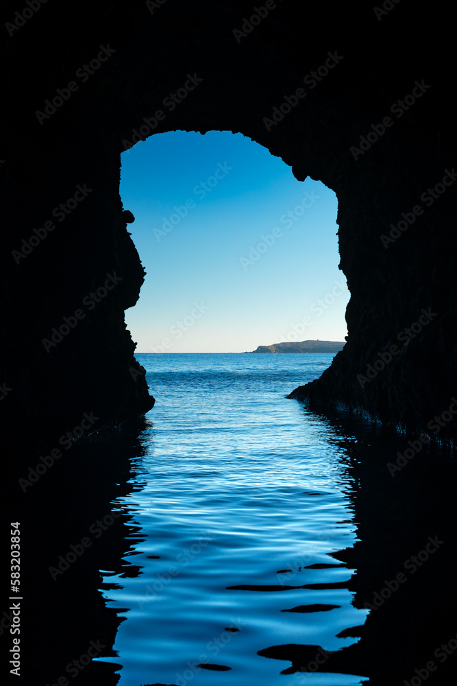 View from the volcanic cave of Kleftiko Bay. Milos Island, Greece