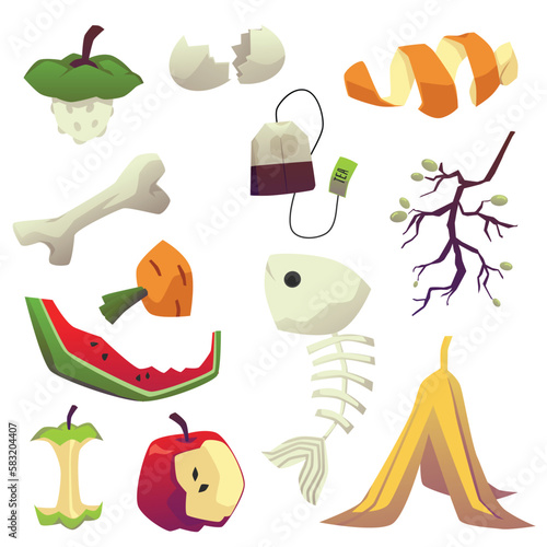 Set of scraps and bits of food flat style, vector illustration