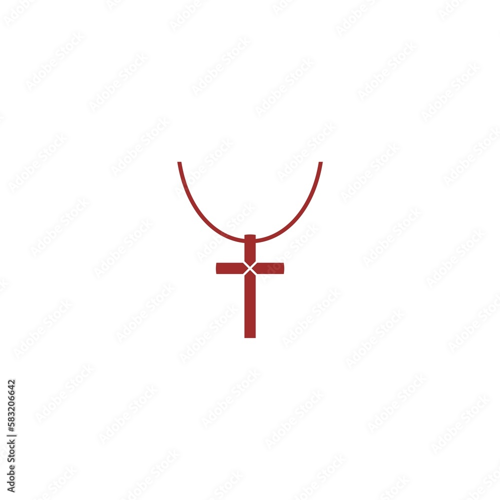 Christian cross on chain icon isolated on white background Christian cross on chain icon isolated on white background