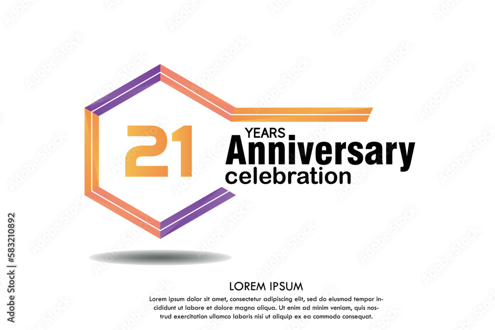 21st years anniversary celebration isolated logo with colorful number and frame text on white background vector design 21st years anniversary celebration isolated logo with colorful number and frame text on white background vector design