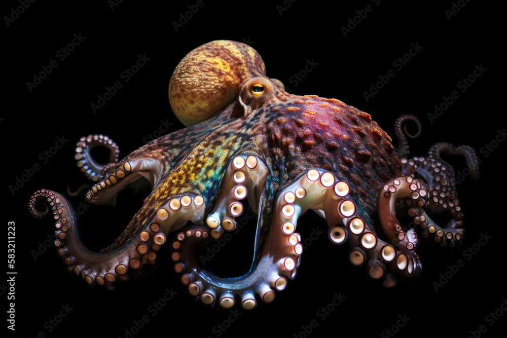 Obraz premium octopus on a black background