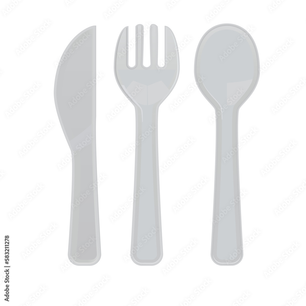 Plastic cutlery isolated on a white background Plastic cutlery isolated on a white background