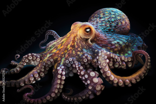 An octopus on a dark background Fototapet