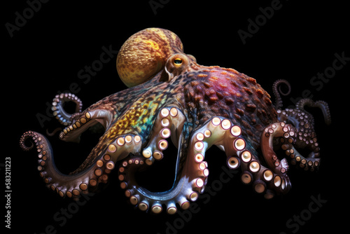 Fotografiet octopus on a black background