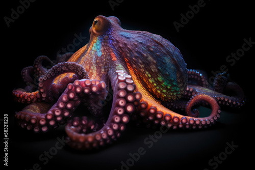 octopus on a black background