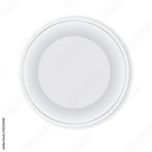 White plate with silver decoration isolated on a white background