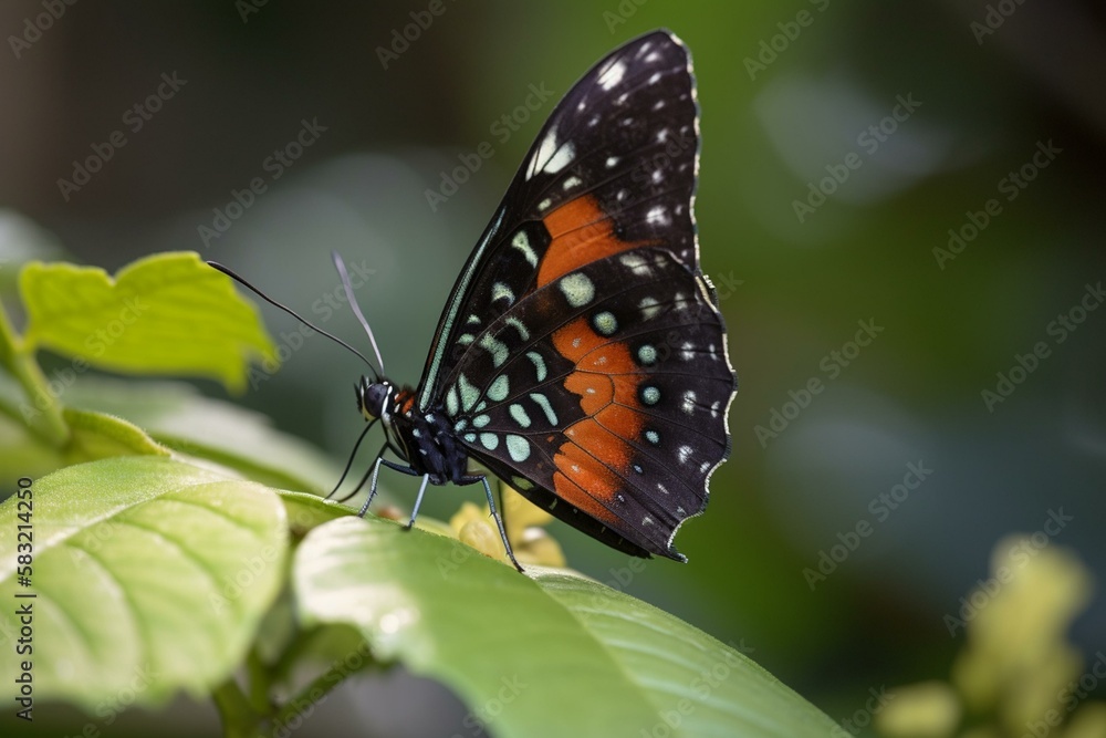 Fototapeta premium A butterfly with its proboscis extended Generative AI