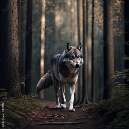 A Forest-Strolling Wolf. AI © Muhammad