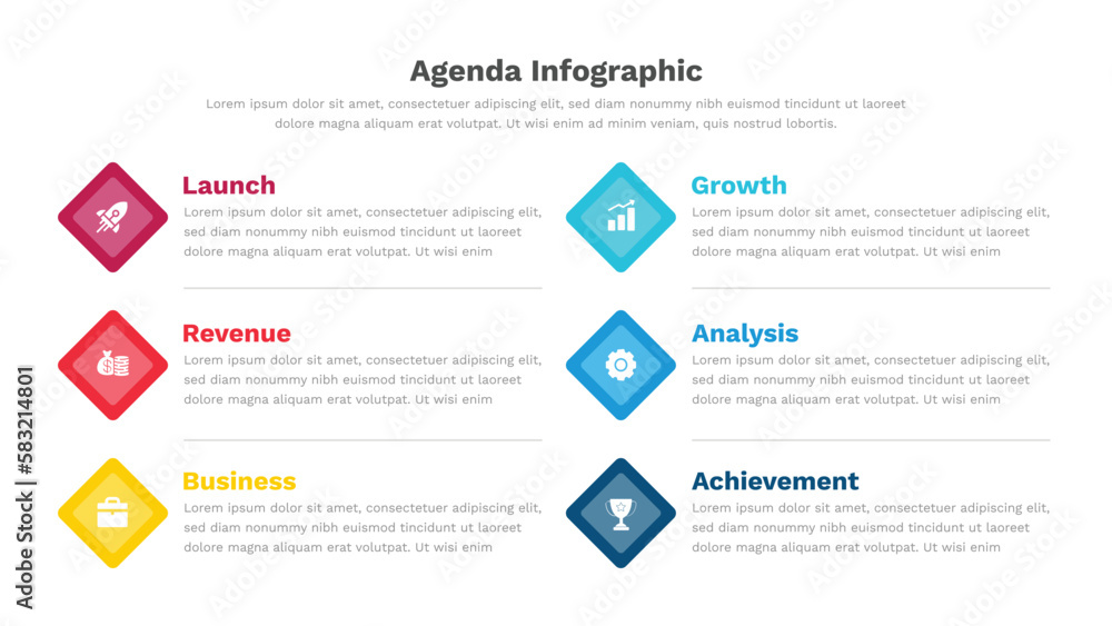 Obraz premium Fully Editable Agenda infographic template