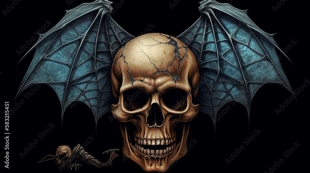 Skull with wings and a soccer ball.generative ai Skull with wings and a soccer ball.generative ai