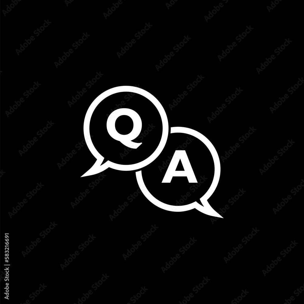 Line Speech bubbles with Question and Answer icon isolated on black background. Line Speech bubbles with Question and Answer icon isolated on black background.