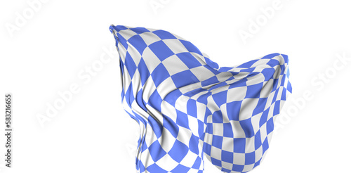 Highly detailed flag of Bavaria waving in the wind. Light blue sky is shining through the fabric texture.