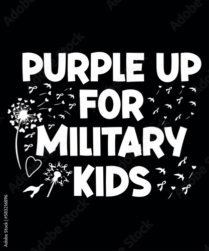 purple up for military kids, dandelion flower vector, cancer awareness month of the military child,typography t-shirt design veterans shirt