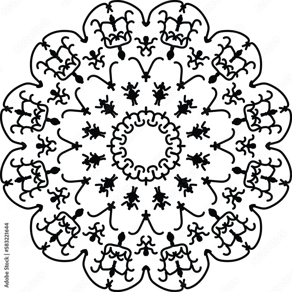 Pattern abstract floral design Mandala abstract background, floral dress style black and white color textile illustration Pattern abstract floral design Mandala abstract background, floral dress style black and white color textile illustration