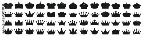 Crown king mega icons. Crown icon set. Royal crown symbol collection. Crown icon. vector illustration