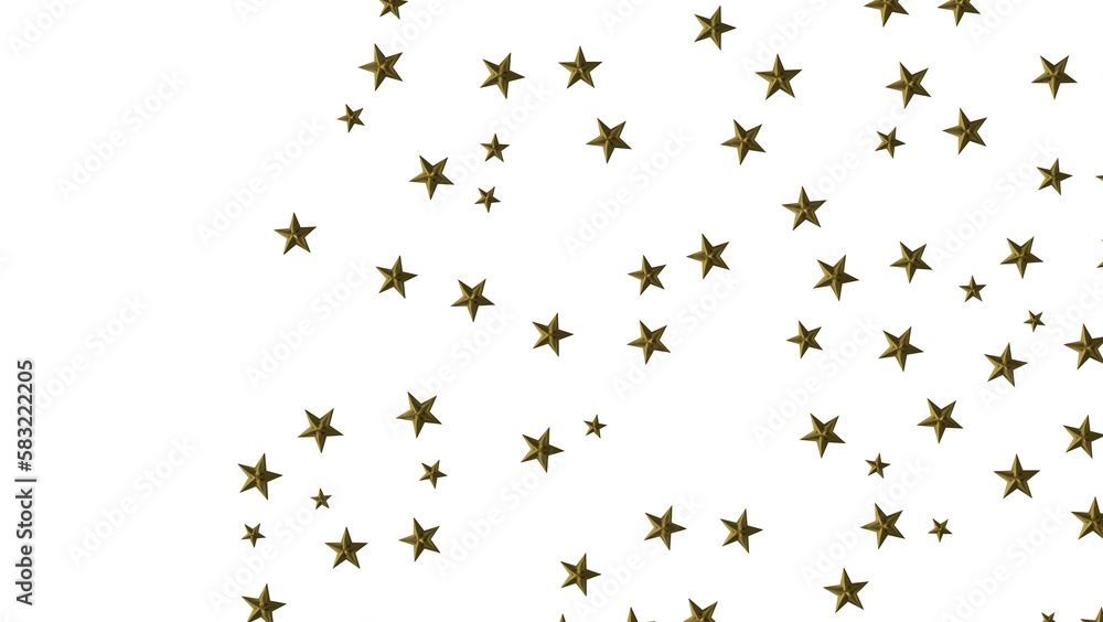 Banner with golden decoration. Festive border with falling glitter dust and stars.