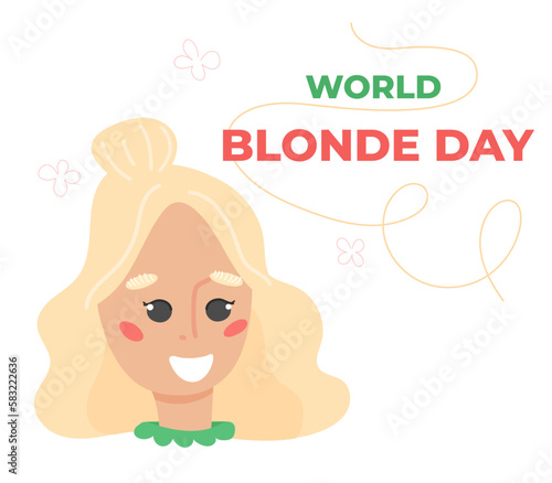 World Blonde Day. Illustration of a blonde girl for a poster  advertising  instagram