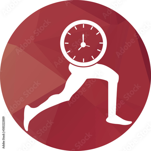 Time run vector logo template. This design use clock and forr symbol. Suitable for management. photo