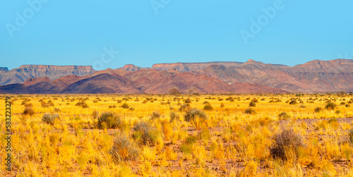 Beautiful Namibian savannah landscape with amazing blue sky - Namibia