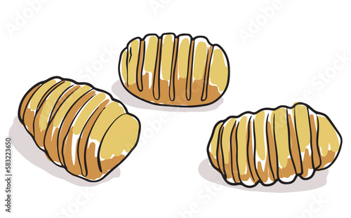 vector hand drawn illustration of italian cuisine. Traditional Gnocchi pasta on sketch style isolated on white background