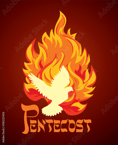 Pentecost sunday. Baptism with the Holy Spirit. Vector drawing icon