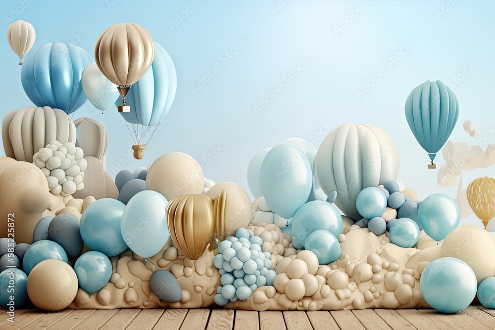 Multi-colored balloons as a background and texture for the photo zone