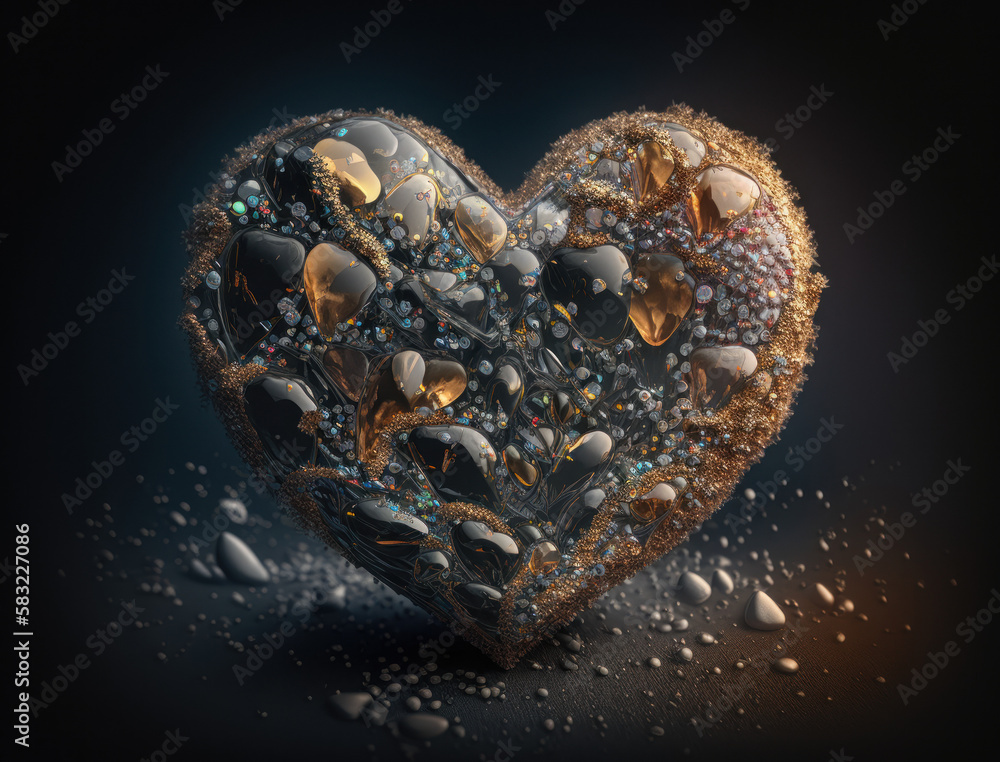 Realistic translucent heart shaped crystal zircon, natural gemstone Generative AI technology Realistic translucent heart shaped crystal zircon, natural gemstone Generative AI technology