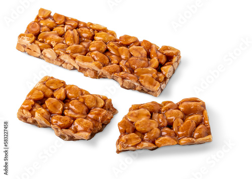 Traditional peanut brittle isolated