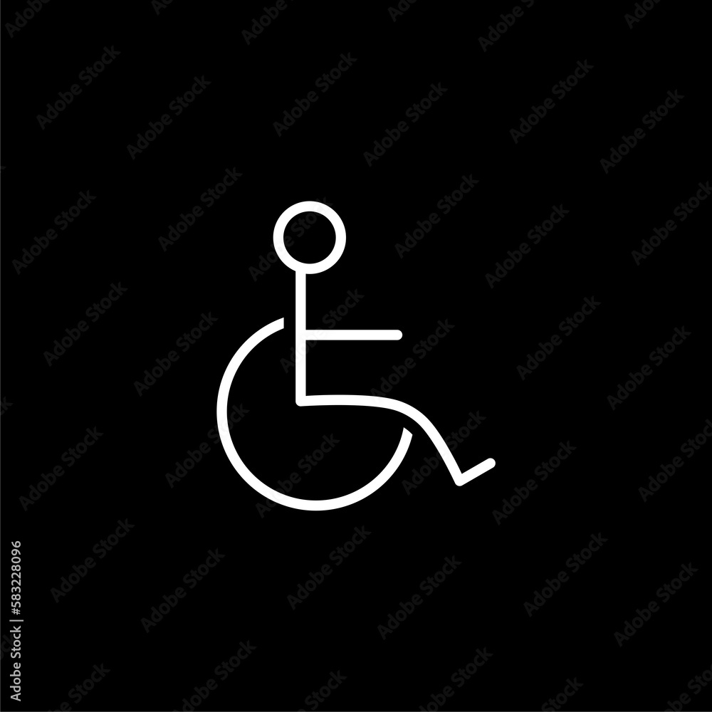 Wheelchair line icon isolated on black background Wheelchair line icon isolated on black background