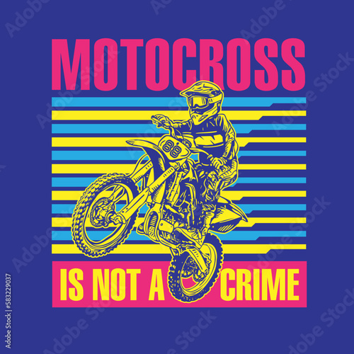 Motocross Dirt Bike Illustration With Modern Typography Design Style