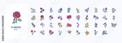 Flowers icon set, including icons like Fuchsia, Daisy, Sunflower and more 
