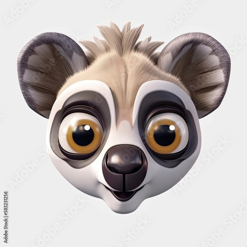 Lemur Surprised Facial Expression On Blank Background Generative AI © Johnathan