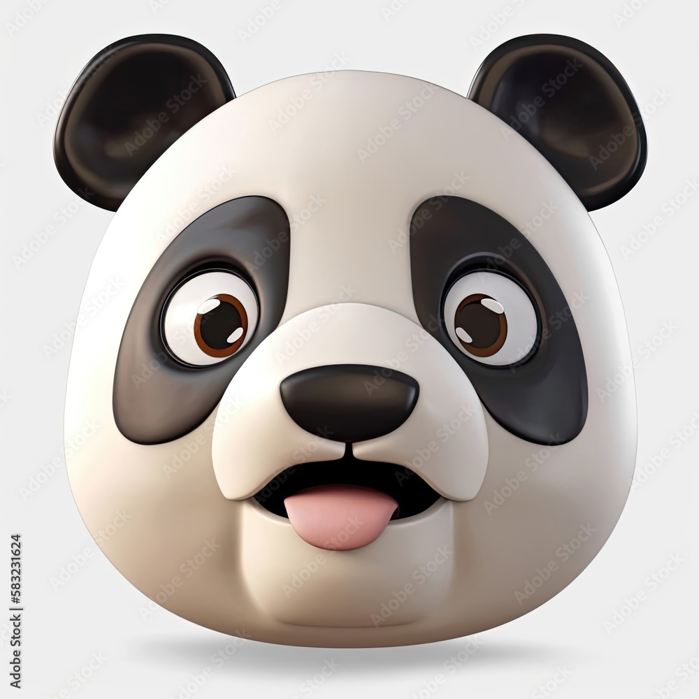 Fototapeta premium Panda Bear Disgusted Facial Expression On Blank Background Generative AI