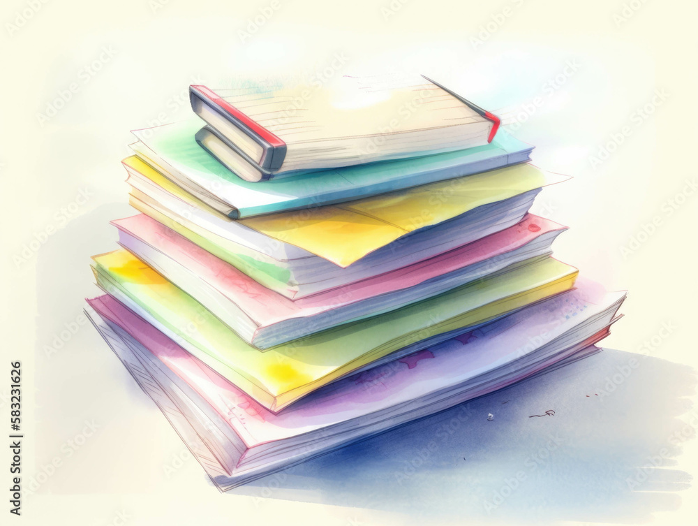 A stack of documents with a colorful highlighter marking out important information necessary for efficient workflow.. AI generation. A stack of documents with a colorful highlighter marking out important information necessary for efficient workflow.. AI generation.