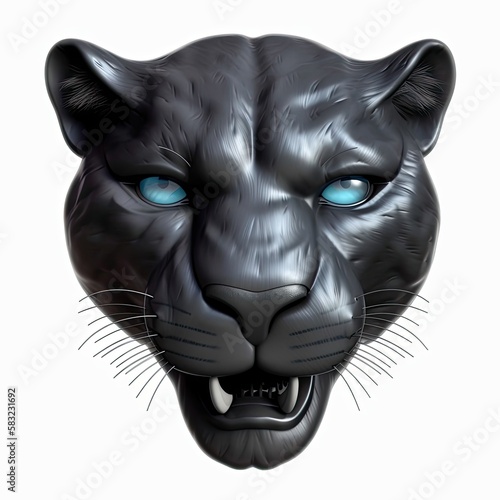 Panther Annoyed Facial Expression On Blank Background Generative AI