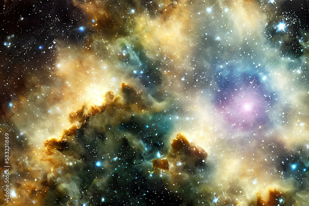 Nebulas and stars cosmic background, universe with galaxies, nebulae and stars. Generative Ai.