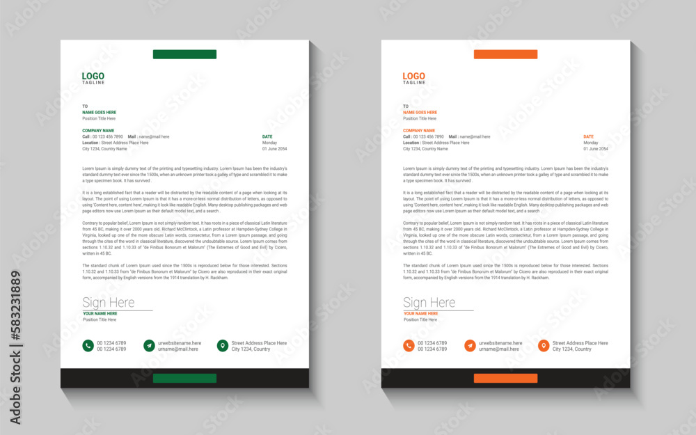 Modern letterhead design template