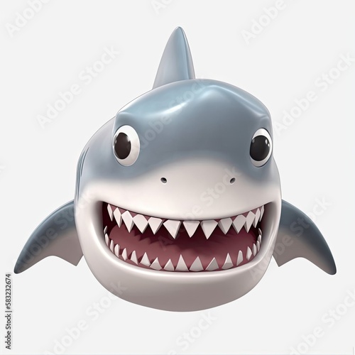 Shark Very Happy Facial Expression On Blank Background Generative AI