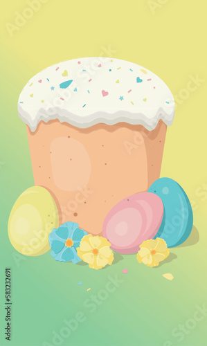 easter cake and eggs