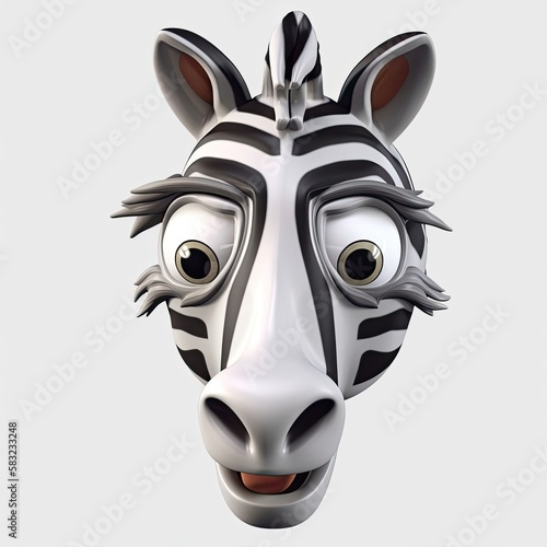 Zebra Surprised Facial Expression On Blank Background Generative AI
