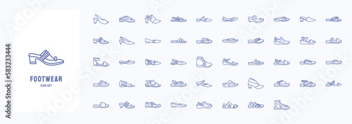 Footwear and Sandals icon set including icons like high heels, accessories and more 