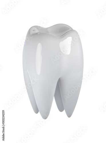 3d tooth realistic vector isolated illustration. Dental care, enamel whitening, clean teeth protection, oral health poster element.