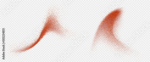 Chili powder splash, dried pepper explosion, flying spicy paprika burst, dynamic seasoning splatter. Vector illustration.
