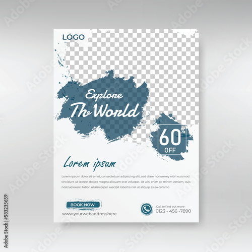Travel flyer design for vacation tour agency. Summer travel and tourism flyer design template.