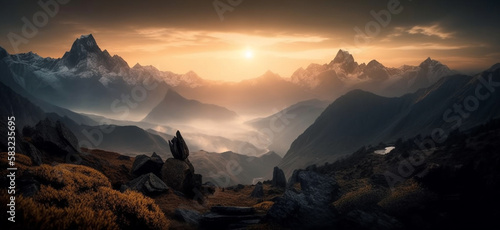 sunrise in the mountains,Generative AI