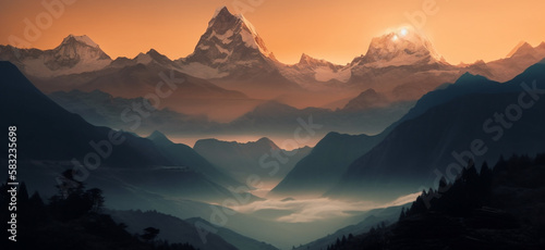 sunrise in the mountains,Generative AI © ARAMYAN